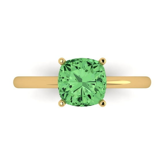 Solitaire Engagement Ring for Women - 2ct Simulated Green Diamond in 14K Yellow Gold Promise Ring