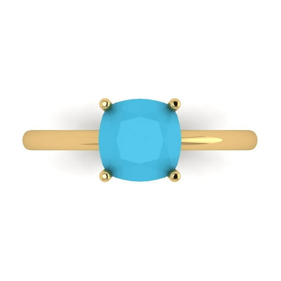 Solitaire Engagement Ring for Women - 2ct Simulated Turquoise in 14K Yellow Gold Promise Ring