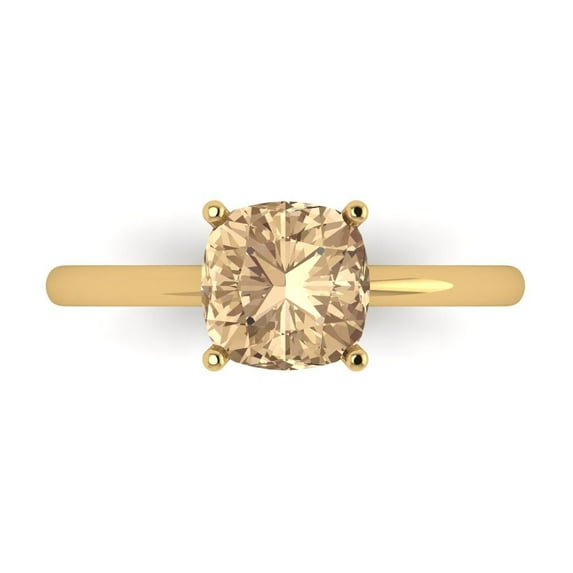 Solitaire Engagement Ring for Women - 2ct Yellow Moissanite in 14K Yellow Gold Promise Ring