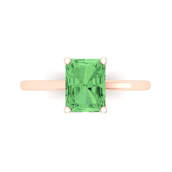 Solitaire Engagement Ring for Women - 2ct Simulated Green Diamond in 14K Rose Gold Promise Ring