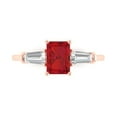 thumbnail image 1 of Three-Stone Engagement Ring for Women - 1.5ct Simulated Pink Tourmaline in 14K Rose Gold Promise Ring, 1 of 8