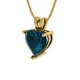thumbnail image 1 of 2.0 ct Brilliant Heart Cut Solitaire VVS1 Genuine Blue Natural London Blue Topaz Solid 14k Yellow Solid Gold Everyday Affordable Designer Necklace Pendant with 18" Solid Gold Chain by Clara Pucci, 1 of 6