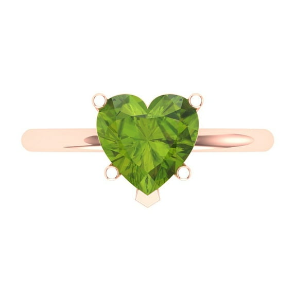 Solitaire Engagement Ring for Women - 2ct Natural Peridot in 18K Rose Gold Promise Ring