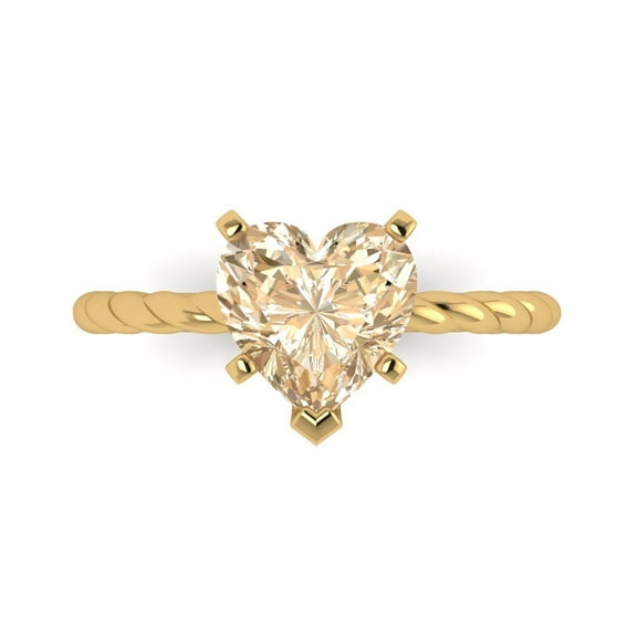 Solitaire Engagement Ring for Women - 2ct Natural Morganite in 18K Yellow Gold Promise Ring
