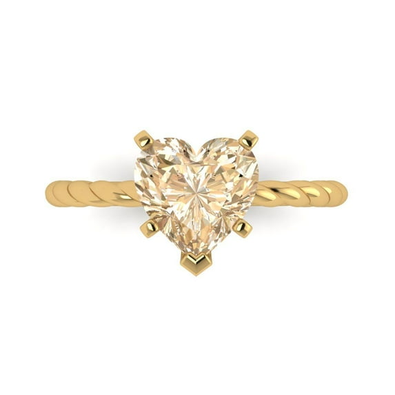 Solitaire Engagement Ring for Women - 2ct Natural Morganite in 14K Yellow Gold Promise Ring