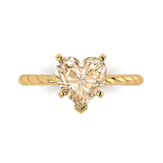 Solitaire Engagement Ring for Women - 2ct Natural Morganite in 14K Yellow Gold Promise Ring