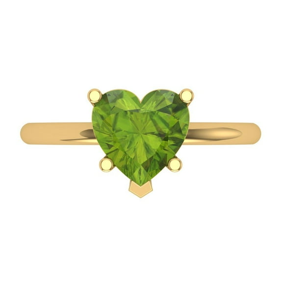 Solitaire Engagement Ring for Women - 2ct Natural Peridot in 14K Yellow Gold Promise Ring