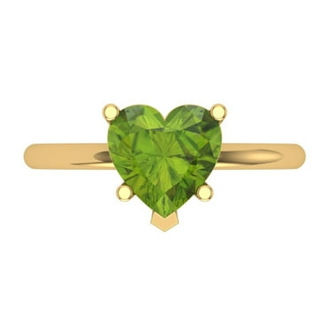 Solitaire Engagement Ring for Women - 2ct Natural Peridot in 14K Yellow Gold Promise Ring