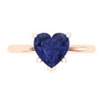 thumbnail image 1 of Solitaire Engagement Ring for Women - 2ct Simulated Tanzanite in 14K Rose Gold Promise Ring, 1 of 6