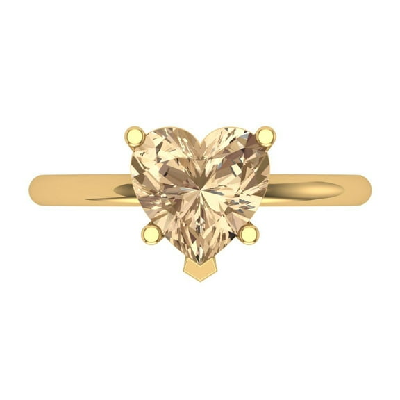 Solitaire Engagement Ring for Women - 2ct Yellow Moissanite in 14K Yellow Gold Promise Ring