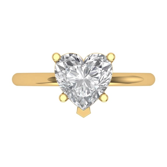 Solitaire Engagement Ring for Women - 2ct Simulated Diamond in 14K Yellow Gold Promise Ring