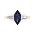 thumbnail image 1 of Three-Stone Engagement Ring for Women - 2ct Simulated Blue Sapphire in 14K Rose Gold Promise Ring, 1 of 7