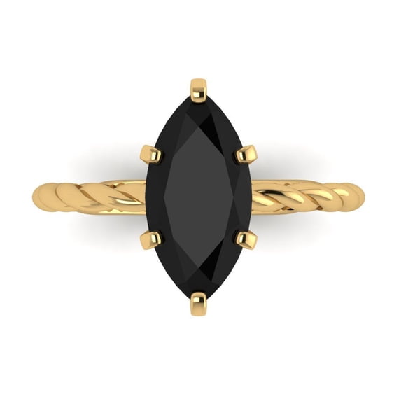 Solitaire Engagement Ring for Women - 2ct Natural Onyx in 14K Yellow Gold Promise Ring