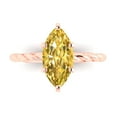 thumbnail image 1 of Solitaire Engagement Ring for Women - 2ct Simulated Yellow Diamond in 14K Rose Gold Promise Ring, 1 of 6