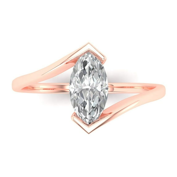 Solitaire Engagement Ring for Women - 2ct Simulated Diamond in 14K Rose Gold Promise Ring