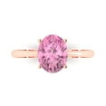 thumbnail image 1 of Solitaire Engagement Ring for Women - 2ct Simulated Pink Diamond in 18K Rose Gold Promise Ring, 1 of 6