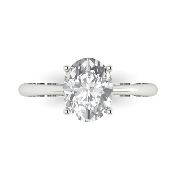 Solitaire Engagement Ring for Women - 2ct White Sapphire in 18K White Gold Promise Ring