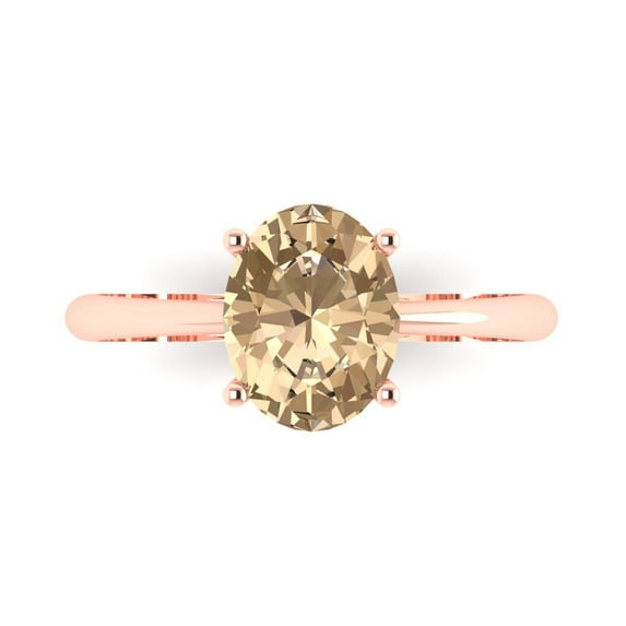 Solitaire Engagement Ring for Women - 2ct Yellow Moissanite in 14K Rose Gold Promise Ring