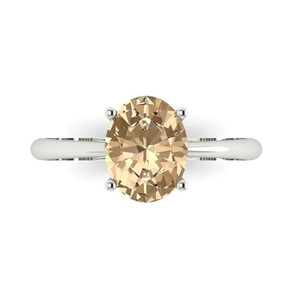 Solitaire Engagement Ring for Women - 2ct Yellow Moissanite in 14K White Gold Promise Ring