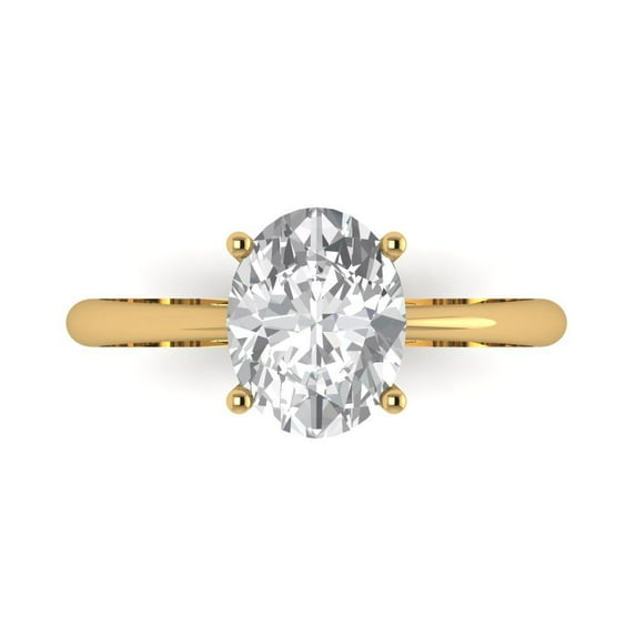 Solitaire Engagement Ring for Women - 2ct Simulated Diamond in 14K Yellow Gold Promise Ring