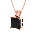 thumbnail image 1 of 2.0 ct Brilliant Princess Cut Solitaire Natural Onyx 14k Rose Solid Gold Everyday Affordable Designer Necklace Pendant with 16" Chain, 1 of 7