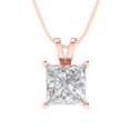 thumbnail image 1 of Clara Pucci 14K Rose Solid Hypoallergenic Gold 2Ct Synthetic Moissanite Princess Cut Solitaire Designer Necklace Pendant For April, 1 of 7