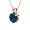 thumbnail image 1 of 2.0 ct Brilliant Round Cut Solitaire VVS1 Genuine Blue Natural London Blue Topaz Solid 14k Pink Rose Solid Gold Everyday Affordable Designer Necklace Pendant with 16" Solid Gold Chain by Clara Pucci, 1 of 6