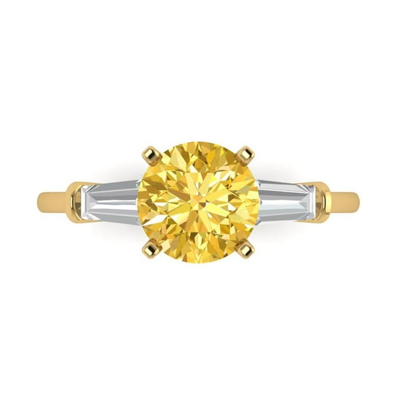 Three-Stone Engagement Ring for Women - 2ct Natural Citrine in 18K Yellow Gold Promise Ring