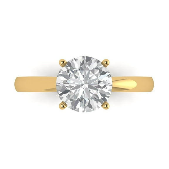 Solitaire Engagement Ring for Women - 2ct Moissanite in 14K Yellow Gold Promise Ring