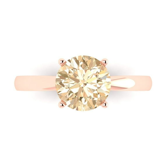 Solitaire Engagement Ring for Women - 2ct Natural Morganite in 14K Rose Gold Promise Ring