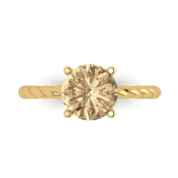 Solitaire Engagement Ring for Women - 2ct Yellow Moissanite in 14K Yellow Gold Promise Ring