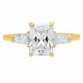 thumbnail image 1 of 2.0 ct Emerald Cut Genuine Cultured Diamond VS1-VS2 I-J 18K Yellow Gold Three-Stone Promise Wedding Statement Engagement Designer Ring size 4.5, 1 of 7