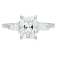 thumbnail image 1 of 2.0 ct Emerald Cut Real Genuine Natural Diamond VS1-VS2 I-J 18K White Gold Three-Stone Promise Wedding Statement Engagement Designer Ring size 10, 1 of 7