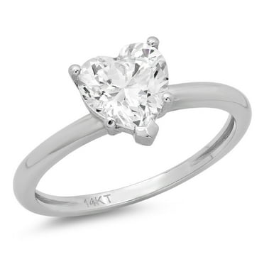 2.0 ct Heart Cut Genuine Cultured Diamond VS1-VS2 G-H 18K White Gold Solitaire Promise Wedding Statement Engagement Designer Ring size 3.5