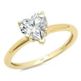 thumbnail image 1 of 2.0 ct Heart Cut Genuine Cultured Diamond VS1-VS2 G-H 18K Yellow Gold Solitaire Promise Wedding Statement Engagement Designer Ring size 6, 1 of 6