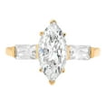 thumbnail image 1 of 2.0 ct Marquise Cut Genuine Cultured Diamond VS1-VS2 J-K 14K Yellow Gold Three-Stone Promise Wedding Statement Engagement Designer Ring size 4.5, 1 of 6
