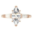 thumbnail image 1 of 2.0 ct Marquise Cut Real Genuine Natural Diamond VS1-VS2 I-J 18K Rose Gold Three-Stone Promise Wedding Statement Engagement Designer Ring W/ Crystal side stones size 3.5, 1 of 7