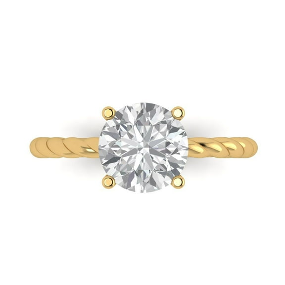 2 ct Round Cut Simulated Diamond Solitaire Engagement Ring for Women in 14K Yellow Gold