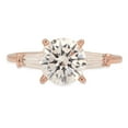thumbnail image 1 of 2.0 ct Round Cut Genuine Cultured Diamond VS1-VS2 I-J 18K Rose Gold Three-Stone Promise Wedding Statement Engagement Designer Ring W/ Crystal side stones size 3.5, 1 of 7