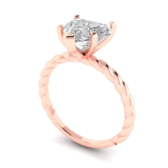 2.0 ct heart cut clear Zircon 18k rose gold Bridal Wedding Engagement Promise Anniversary Ring for Women size 10
