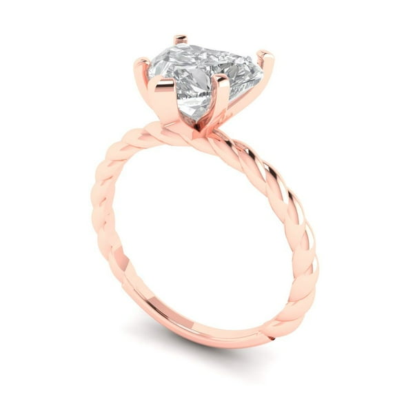 2.0 ct heart cut clear Zircon 18k rose gold Bridal Wedding Engagement Promise Anniversary Ring for Women size 7.5