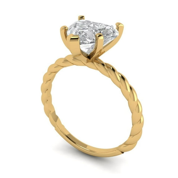 2.0 ct heart cut clear Zircon 18k yellow gold Bridal Wedding Engagement Promise Anniversary Ring for Women size 5.75