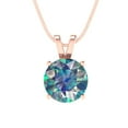 thumbnail image 1 of 2.0 ct round cut blue moissanite 14k pink rose hypoallergenic Solid gold Designer Everyday Affordable Dainty Necklace Pendant + 18" hypoallergenic Solid gold chain, 1 of 6