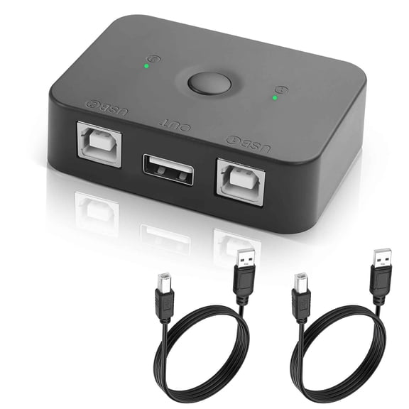2.0 printer sharing switch 2 in 1 out manual switch, switcher 2 computers share 1 device for printer with light, suitable for home office printer scanner keyboard mouse sharing