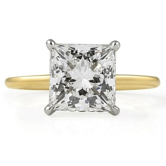 Tread india 2.00 CT Radiant Cut Moissanite Diamond Solitaire Engagement Ring,14k Gold plated Promise Ring-9.5 Gift for Her