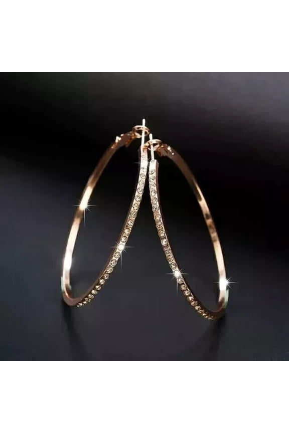 2.00 CT Round Cut Lab Created Diamond Large Hoop Earrings 14K Yellow Gold Plated