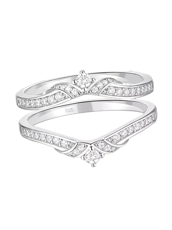 2.00 CT Round Simulated Diamond Adjustable Vintage Ring Guard 925 Sterling Silver Wedding Band for Engagement Rings
