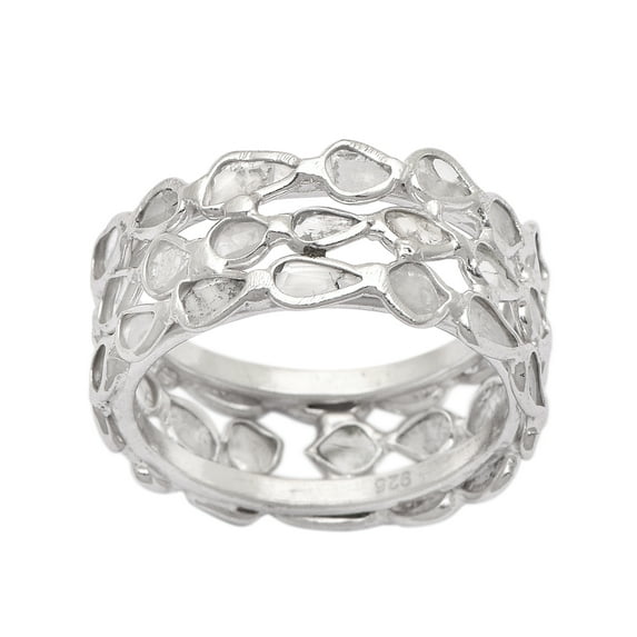 2.00 CTW Natural Diamond Polki Multi Band Eternity Ring 925 Silver Jewelry
