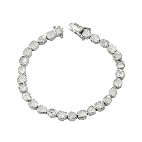 2.00 CTW Natural Slice Polki Diamond Silver Wedding Tennis Bracelet 925 Sterling Silver Women Jewelry
