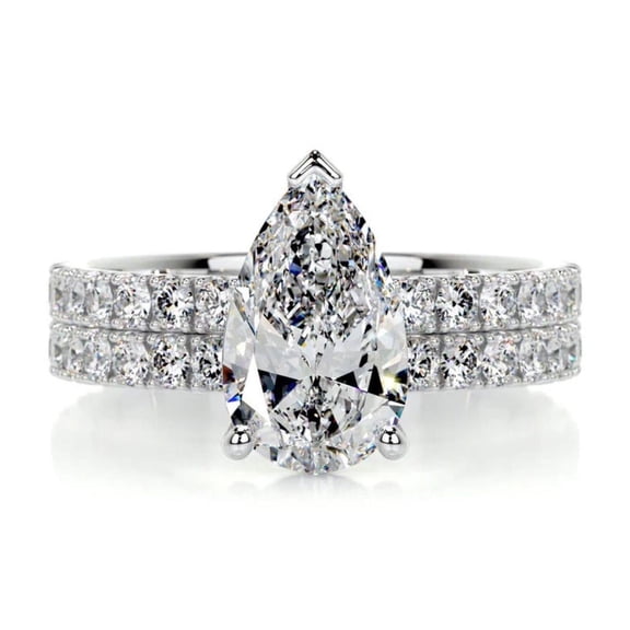 2.00 CTW Pear Cut Bridal Set Wedding Ring 925 Silver